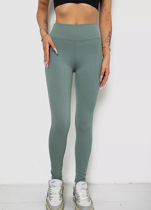 Лосини однотонні у рубчик утеплені на флісі, колір оливковий, 238r605