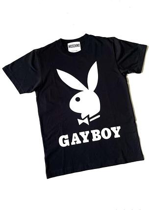Женская футболка moschino couture playboy gayboy