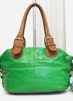 Сумка шкіряна зелена велика boden. натуральна шкіра.
