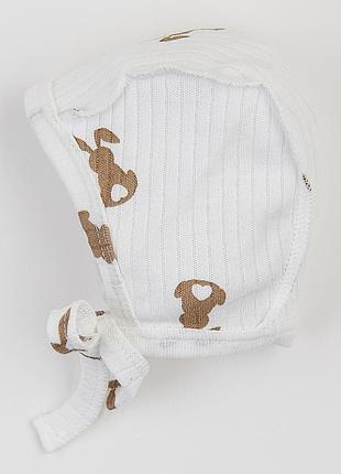 Детский чепчик для младенцев из фактурного хлопка зайчики
