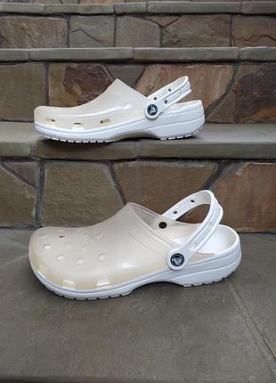 Сабо клоги крокси прозорі crocs translucent, білий , оригінал