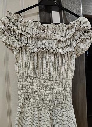 Плаття літнє в підлогу білий колір у горошок розмір s-m