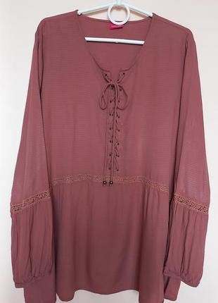 Натуральный свет терракотовая легкая блуза батал, блузка вискоза 54-56 р.