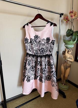 🌸 ніжна рожево-чорна сукня з мереживом 🌸