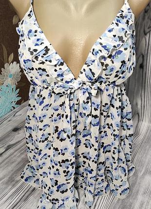 Кольоровий пеньюар короткий з рюшами h&m розмір м-l бюст а-в