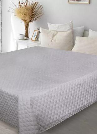 Покривало стьобане 210x240 см світло-сіре , стьобане покривало ярослав
