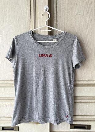 Сіра футюолка меланж levi’s жіноча центр лого принт