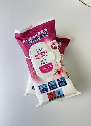 Luba multi clean універсальні вологі серветки з клапаном для прибирання magnolia 72 шт