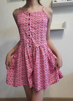 Легкий летний сарафан ромпер вишни юбка - шорты 158-160см xs-s