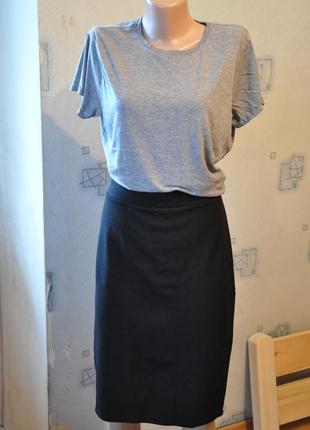 Черная юбка юбка-карандаш карандаш миди ниже колена стрейчевая1 фото