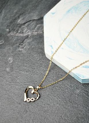 Кулон серце та нескінченність на ланцюжку медична сталь позолота (x198)