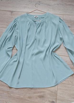 Блузка топ кофта блакитна з рукавами шифон жатка  rodier paris made in france