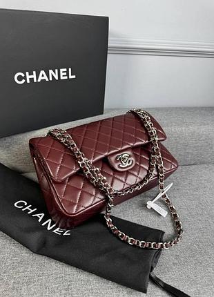 Стильна жіноча сумка chanel flap bag burgundy