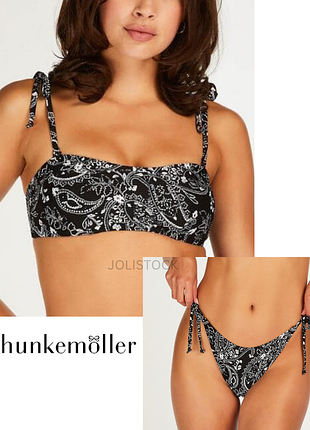 Черный с белым раздельный купальник бандо на завязках hunkemoller xs s 34 36