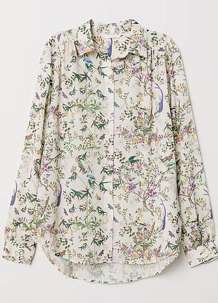 Нова ніжна сорочка з пташками, квітками та метеликами h&m