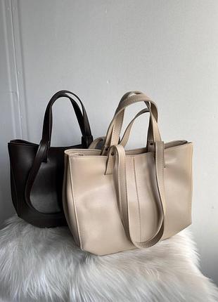 Сумка жіноча шопер велика бежева чорна бордова коричнева