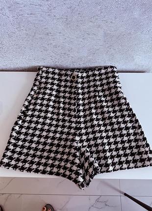 Твідові шорти zara розмір xs гусяча лапка
