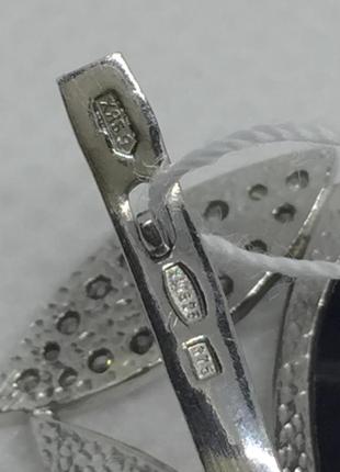 Нові родовані срібні сережки онікс зол.пластини срібло 925 проби7 фото