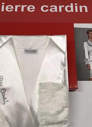 Pierre cardin ❤️білий атласний халат з мереживом!
