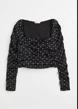 Топ з довгим рукавом в горошок жіночий h&m
