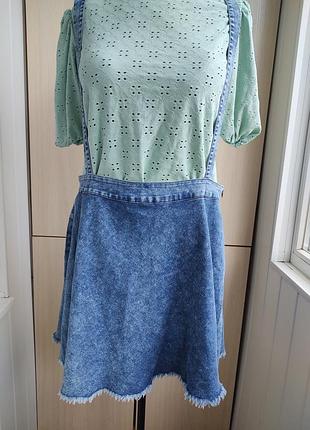 Юбка-комбинезон джинс большой размер.