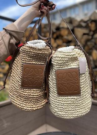 Сумка соломенная loewe плетеная бежевая