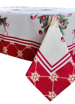 Скатерть гобеленовая новогодняя с люриксом 140х300 см 716-027