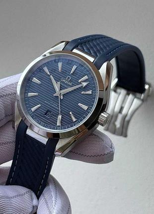 Годинник omega seamaster aqua terra на каучуковому ремінці 150 м