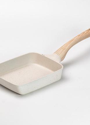 Сковорода прямоугольная глубокая 800 (мл) с антипригарным покрытием бежевая