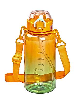 Бутылка для воды 1 л бутылочка с мундштуком оранжевая