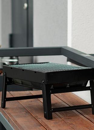 Мангал переносной складной с решеткой 43×30×23.5 см