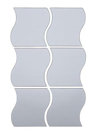 Зеркальный декор акриловый самоклеющийся 120*80мм серебро, 6шт (d) sw-00002509