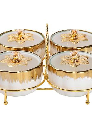 Менажница керамическая на металической подставке на 4 секции