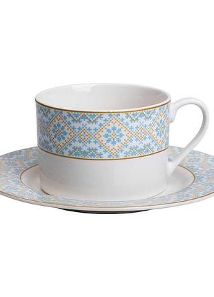 Чашка керамическая с орнаментом 250 мл, белая