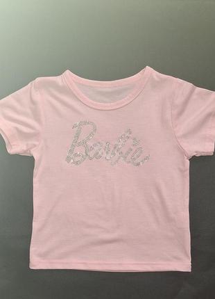 Футболка детская 3-4 года надпись barbie из камней