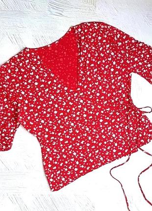 Стильна яскраво червона трикотажна блуза в принт missguided, розмір 46 - 48