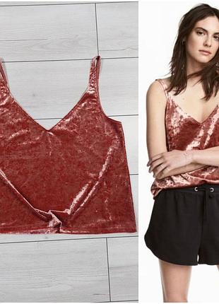 Бархатная майка топ h&m с v-образной горловиной