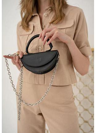 Жіноча сумочка-клатч на ланцюжку шкіряна, мінісумка chris micro чорна