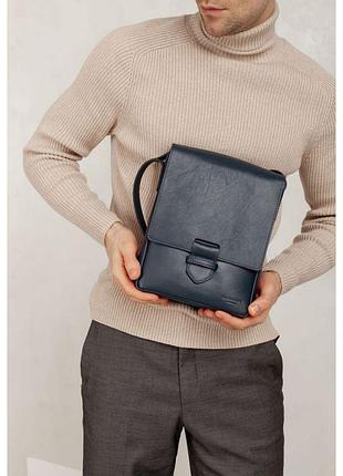Мужская кожаная сумка-мессенджер esquire синяя