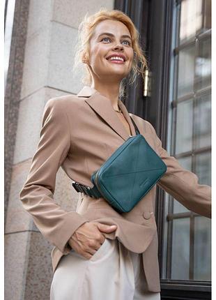 Поясна сумка dropbag mini зелена, шкіряна сумочка на пояс, нагрудна