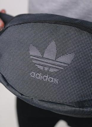 Мужская сумка поясная бананка adidas серая адидас