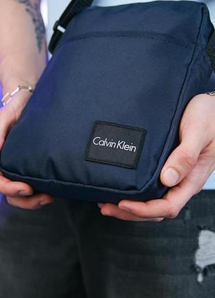 Мужская сумка барсетка calvin klein синяя / мужские спортивные барсетки