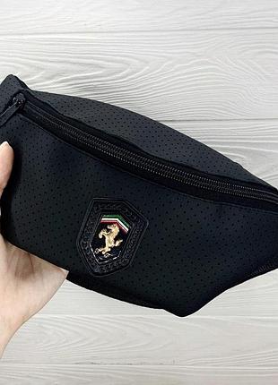 Бананка черная, кожаная ferrari, мужская сумка, поясная