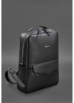 Модный женский городской рюкзак на молнии cooper черный, кожаный