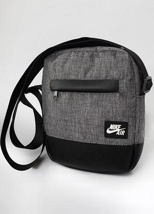 Барсетка nike мужская серая, сумка через плечо найк