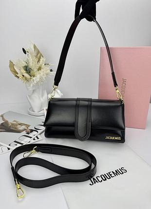 Жіноча сумка jacquemus black чорна шкіряна / женская сумочка жакмюс