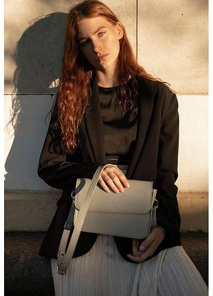 Повседневная женская сумка moment серая кожаная, жіноча сумка сіра шкіряна