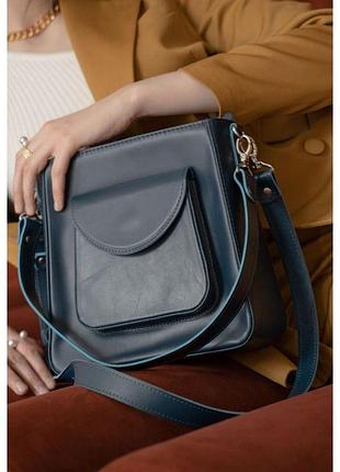 Многофункциональная женская сумка stella, вместительная кожаная сумочка синяя