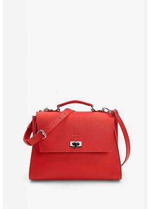 Модна сумка-трапеція жіноча classic, шкіряна сумочка крос-боді червона