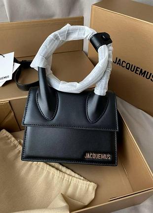 Жіноча сумка jacquemus чорна, шкіряна сумочка жакмюс / женская сумка черная